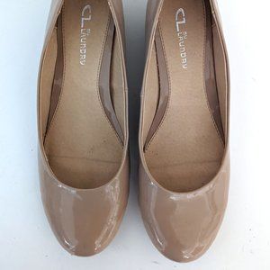 Neutral Patent Leather Wedge